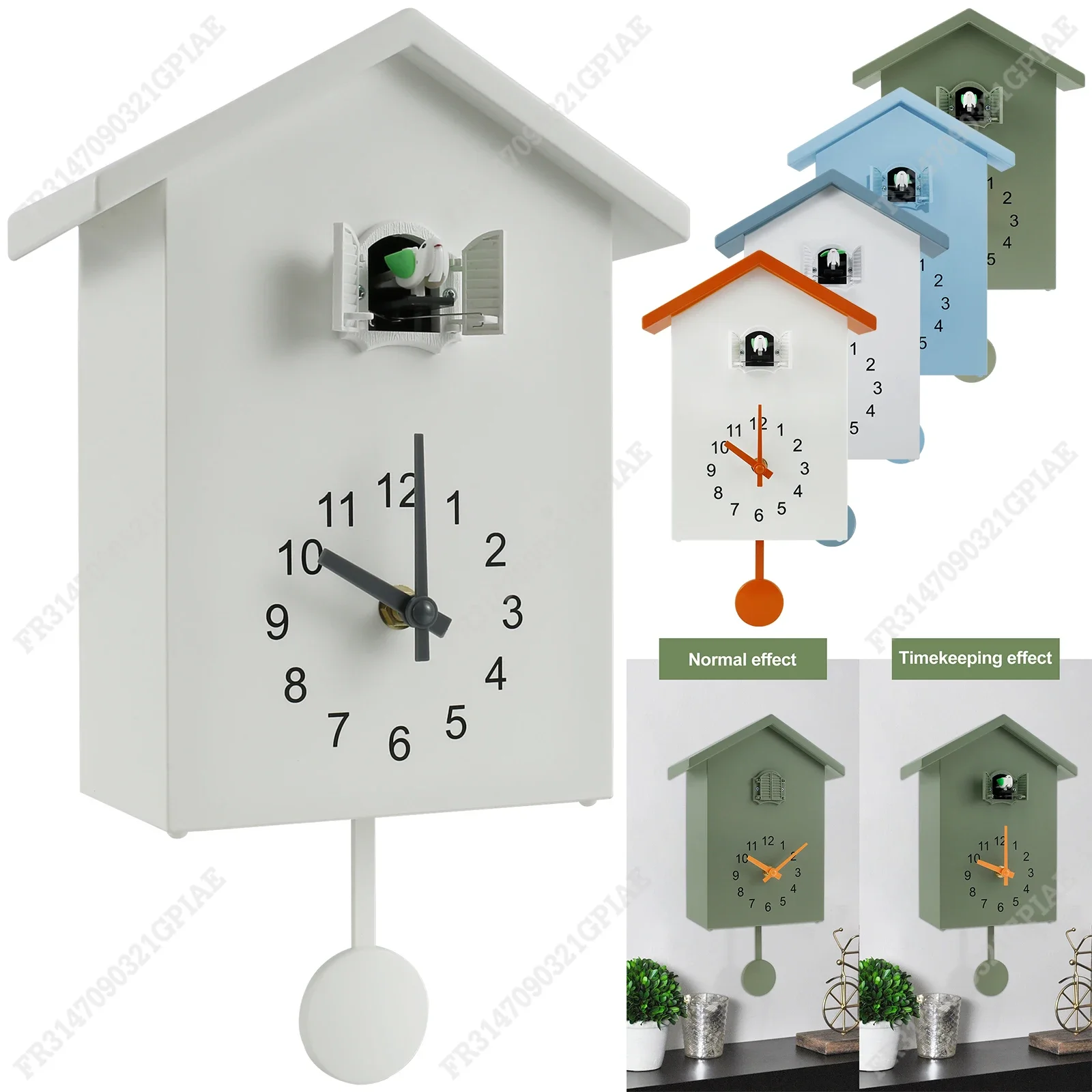 Cuckoo Clock with Chimer Bird House Cuckoo Sound Clock Battery Powered Cuckoo Wall Clock for Wall Art Home Living Room Decor