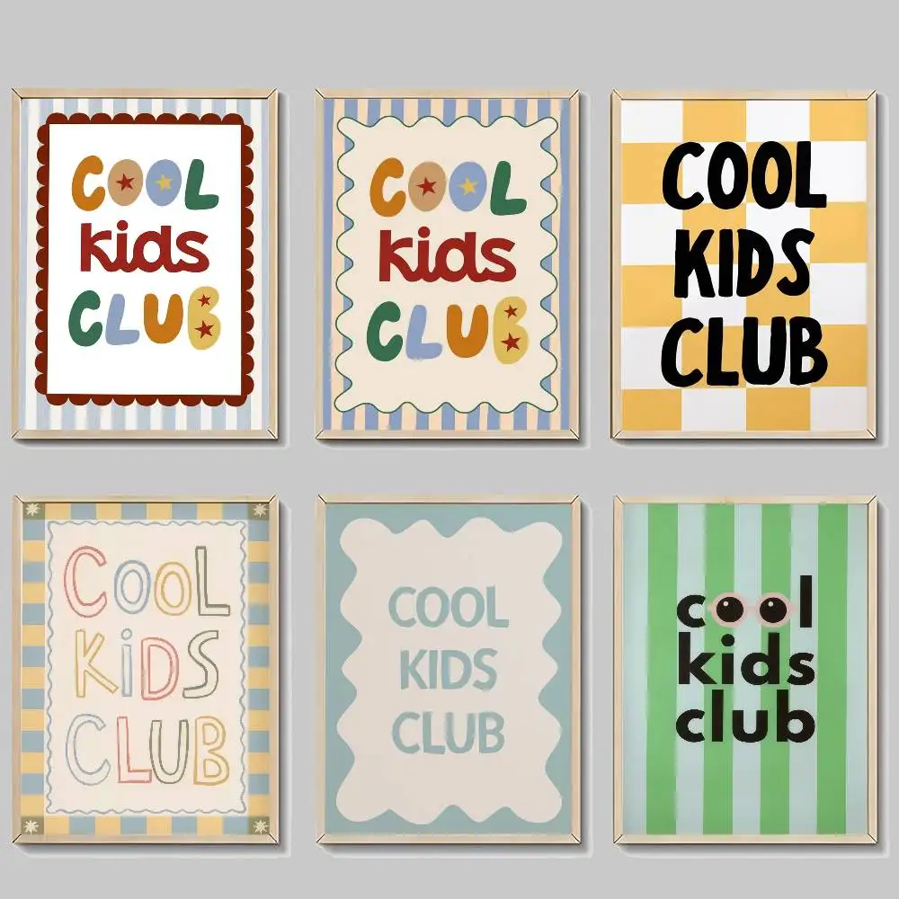 Moderne Cartoon Cool Kids Club Anime-Poster Selbstklebende HD-Qualität Wandkunst Retro-Poster für Zuhause Kawaii Raumdekoration