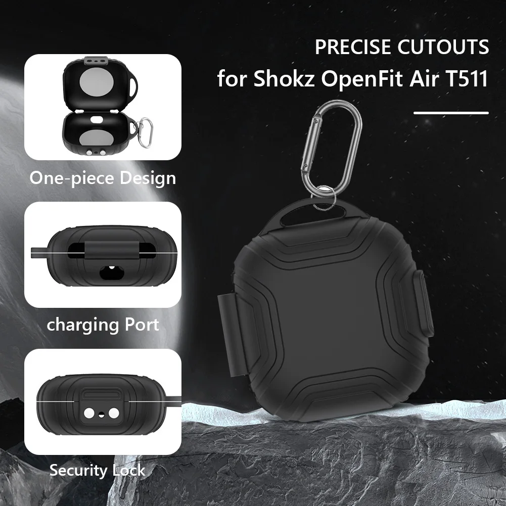 Custodia in silicone per Shokz OpenFit Air T511 Auricolari wireless Custodia protettiva per auricolari Custodia protettiva antigraffio Custodia in pelle