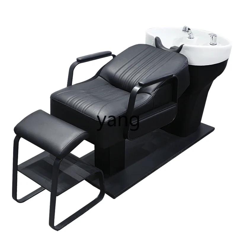 LH high-end ceramic basin barber shop half-lying shampoo bed special stainless steel flushing bed