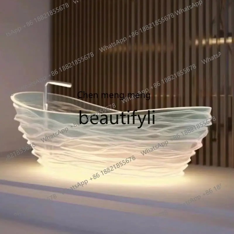 New transparent crystal resin bathtub water ripple color hotel villa bathtub independent integrated