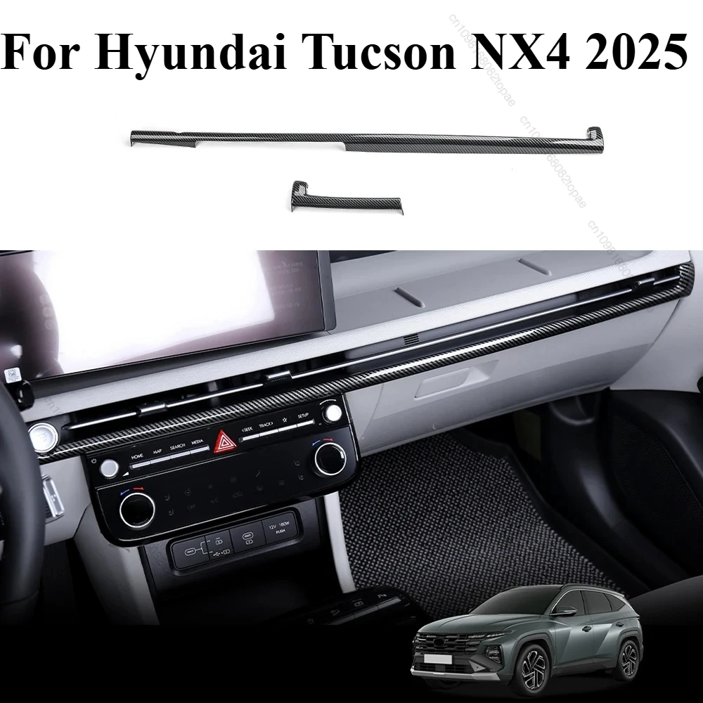 

For Hyundai Tucson NX4 2025 Carbon Fiber Style Instrument Panel Decorative Frame Car Dashboard Trim Stripe Cover Interior LHD