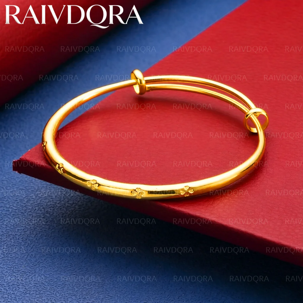 18K Gold Plated Design Four-leaf Clover Bangle For Women Anniversary Gift Popular Wild Fashion Romantic Jewelry