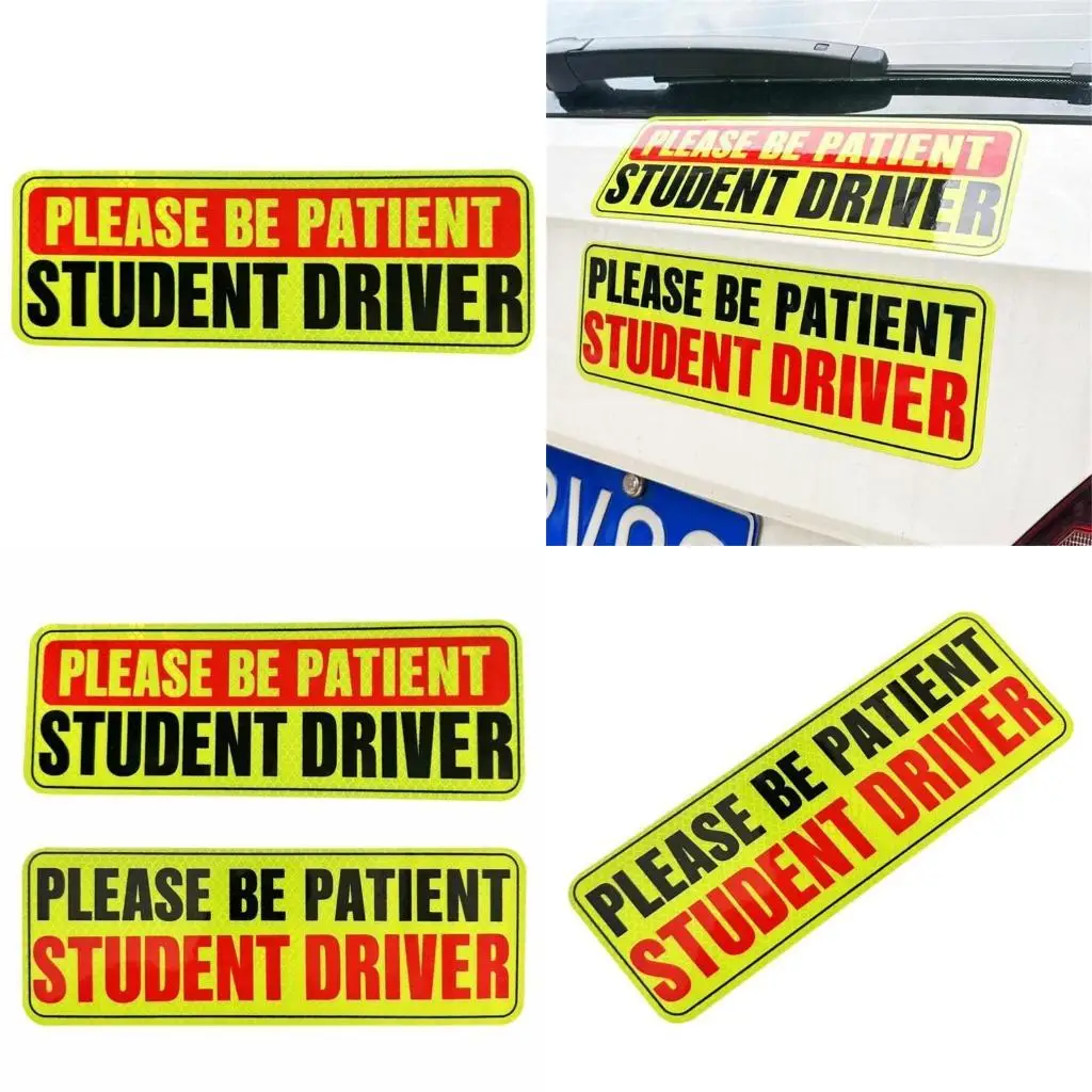 

02DE Reusable Bumper Reflective Sticker for Car Student Driver Magnet New Driver Magnet Safety Warning Driver Magnet