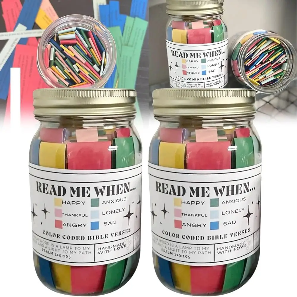Creative Bible Verse Jar Bible Notes Colorful Cards Color Coded Gratitude Jar Best Wishes Note Paper Christian Jar Cards