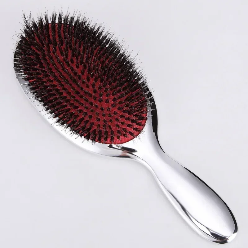 Luxury Gold And Silver Color Boar Bristle Paddle Hair Brush Oval Hair Brush Anti Static Hair Comb Hairdressing Massage Comb