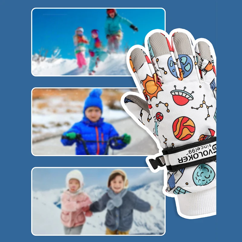 قفازات تزلج للأطفال مقاومة للماء والرياح قفازات شتوية دافئة للأطفال قفازات ثلج خارجية متوافقة مع شاشة اللمس للأماكن الخارجية #3