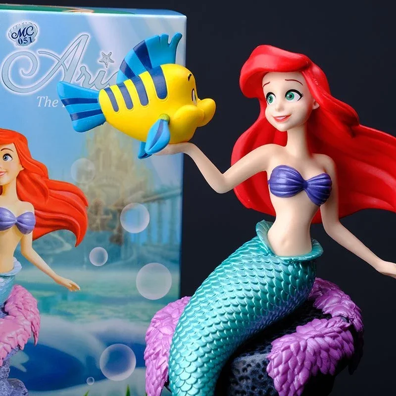 20cm Disney Mermaid Princess Ariel Figure Toy Cartoon Character Ariel Model Doll Cake Baking Decorative Room Ornament Kids Gifts