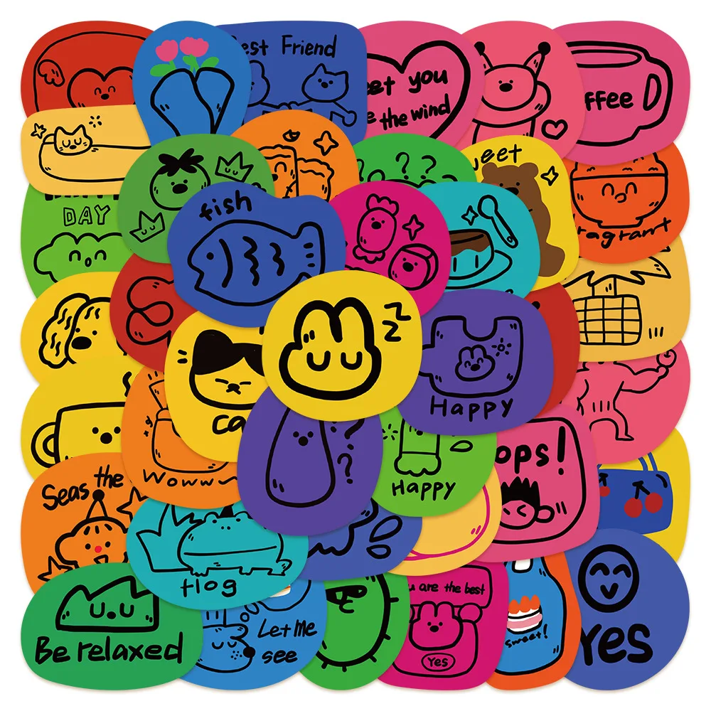 40Pcs Cartoon Colorful Graffiti Stickers Cute Funny Decal For Phone Case Laptop Guitar Skateboard Sticker