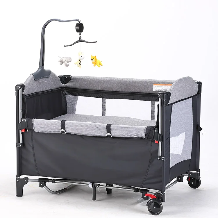 Multifunctional Metal Baby Bedside Sleeper crib cot for toddlers with Rocking Tube for Bedroom and Hospital Use