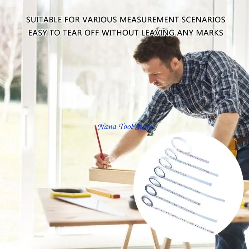 31GJ Adhesive Measuring Tape, Removable Adhesive Measuring Tape,Steel Metric  Tape Measure for Home or Office Use