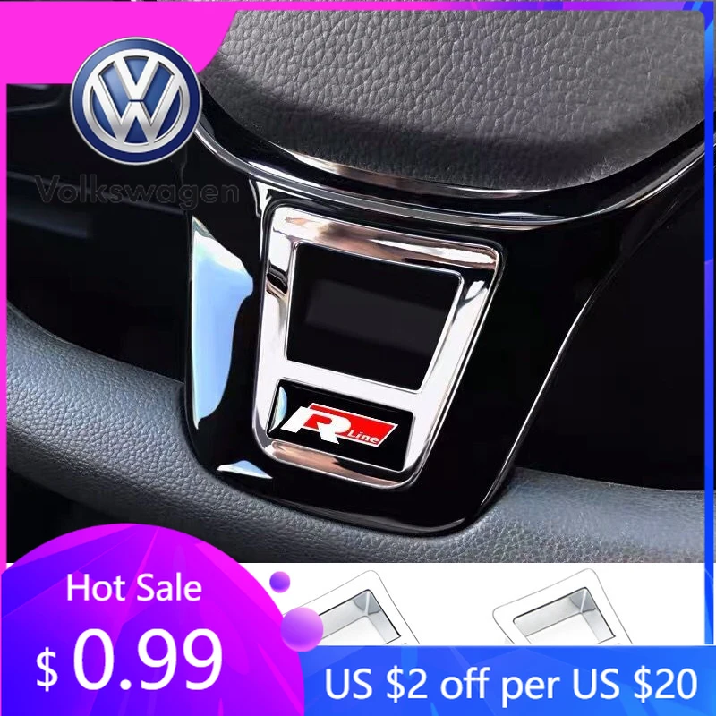 

Для VW Volkswagen Jetta MK5 Golf 1 шт. ABS наклейки на руль автомобиля R логотип аксессуары для Volkswagen GTI R-Line Polo Gol
