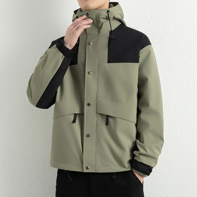 

GIOIOMen's Windbreaker Jacket，Spring and Autumn New Color Block Non-Iron Easy Clean Loose Casual Men's Jacket