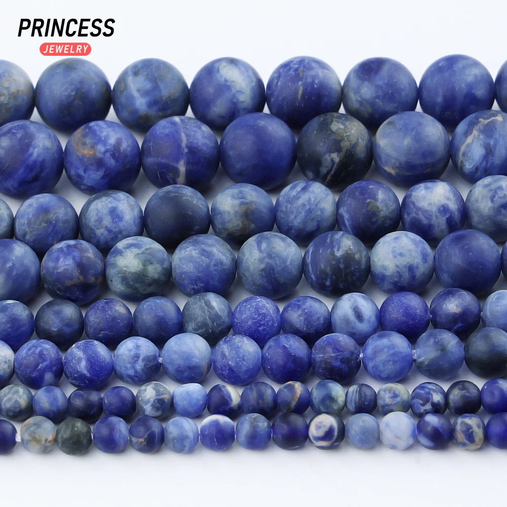 

A+ Natural Matte Blue Sodalite Beads 4 6 8 10mm Loose Gemstone Beads for Jewelry Making Crystal Beads DIY Accessories