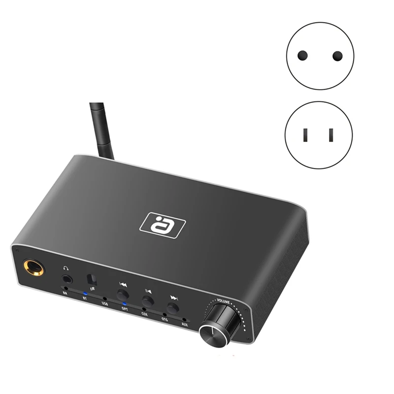 Pemancar penerima Bluetooth 2 In 1, Digital koaksial optik ke Audio Analog konverter Headphone Amp Adapter Hitam 1Set colokan EU