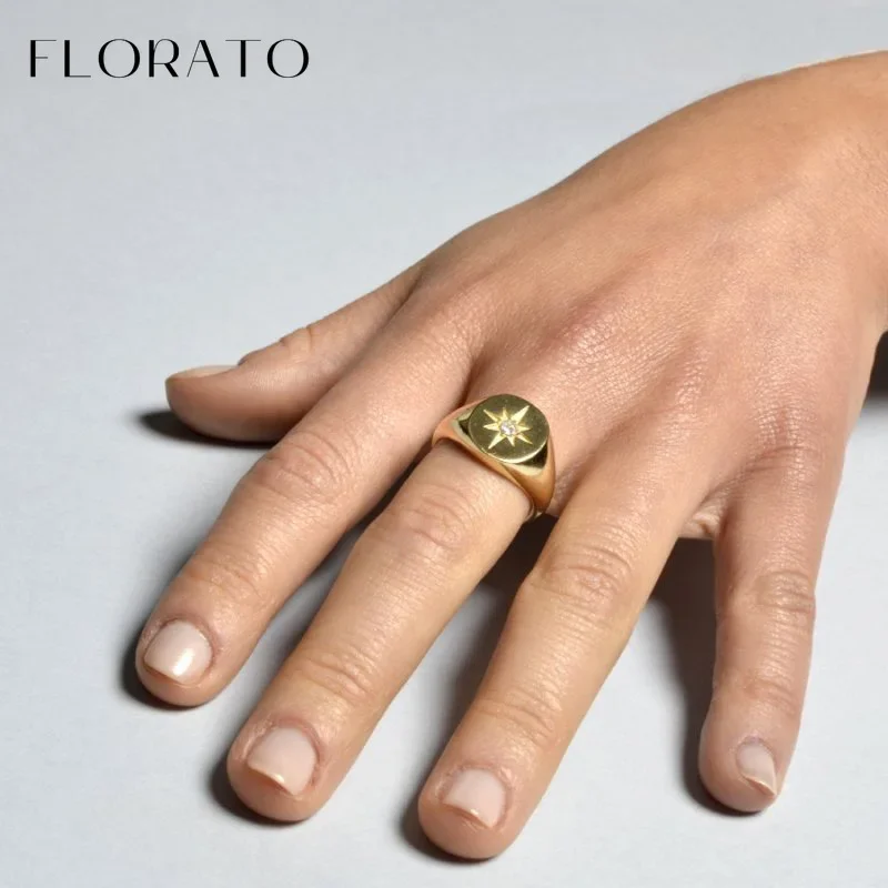 24k Gold Plated Silver Plated European American Sun/star Ring Vintage Simple Ring Fashion Party Jewelry Accessories Unisex