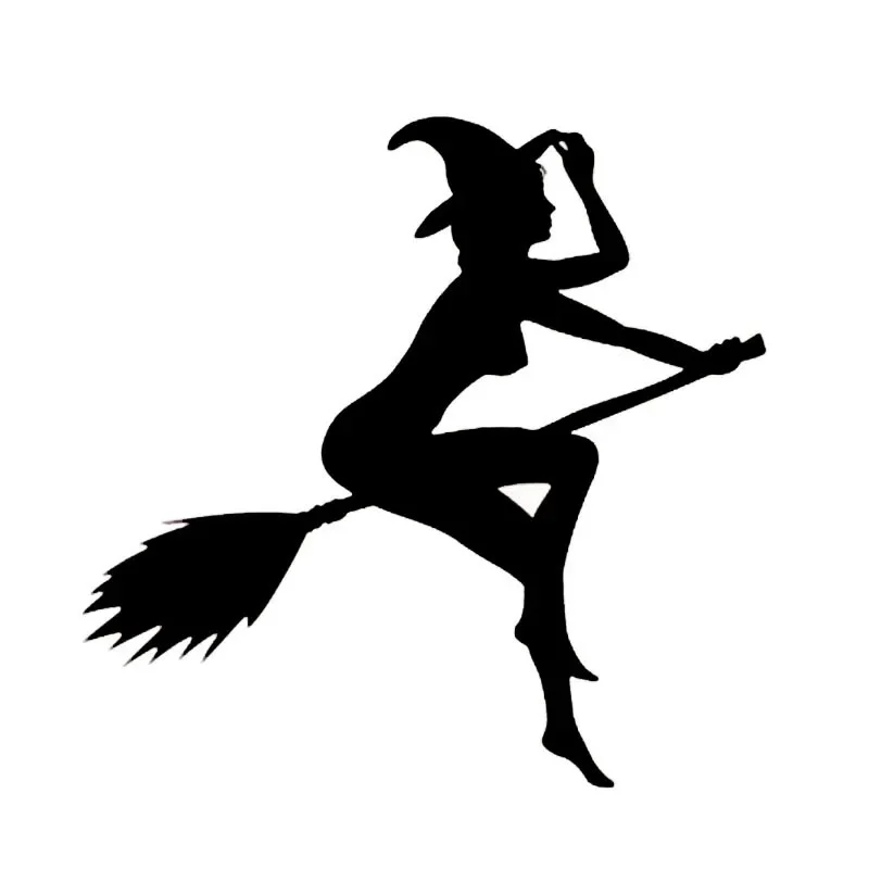 FUNNY SEXY WITCH LADY GIR Sexy Witch Lady Car Stickers Car Sticker Decals Black/Silver 12*11CM