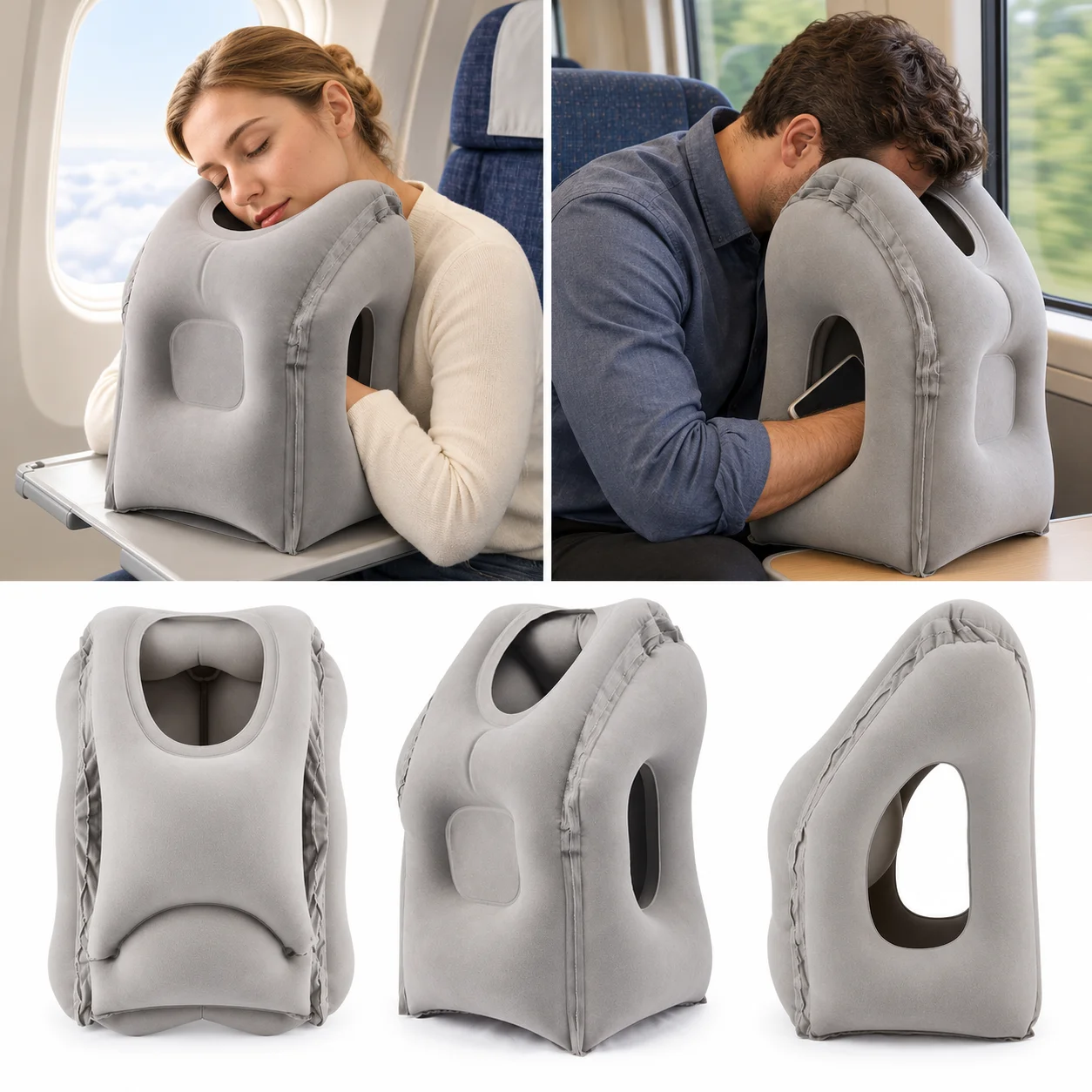 Airplane Inflatable Neck Pillow Travel Air Cushion Head Chin Support Headrest Car Seat Office Rest Nap Pillow