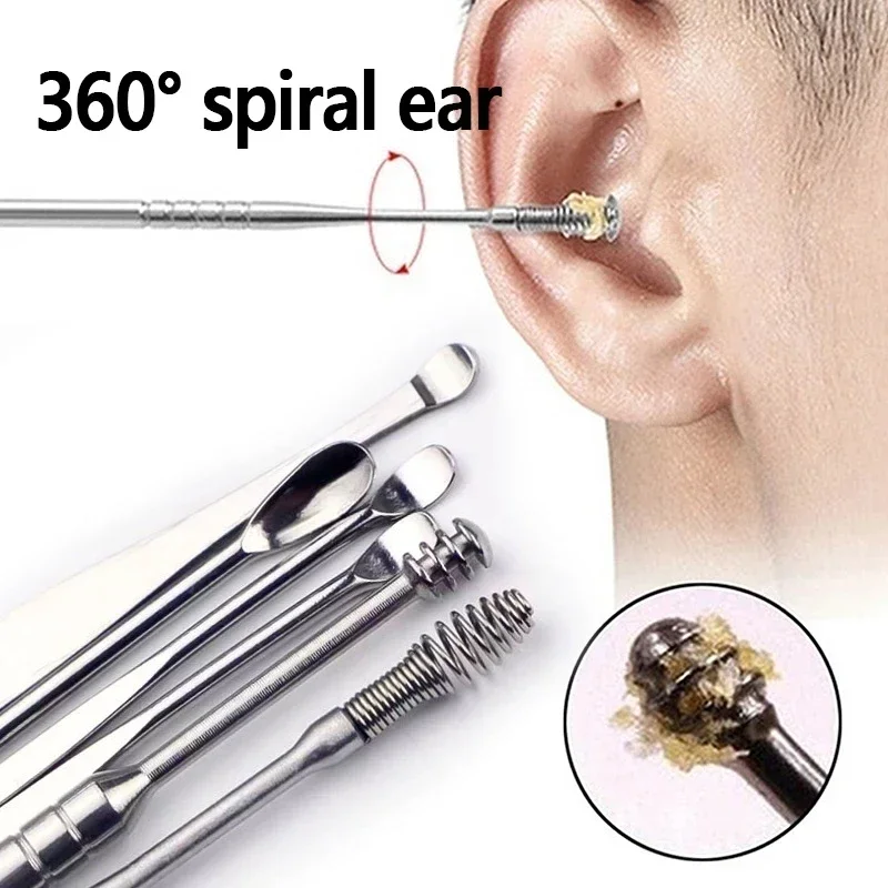 Outil efficace de nettoyage du cérumen, 6 pièces, avec cure-oreille en spirale et Curette d'oreille, outil de soins des oreilles pour un usage quotidien