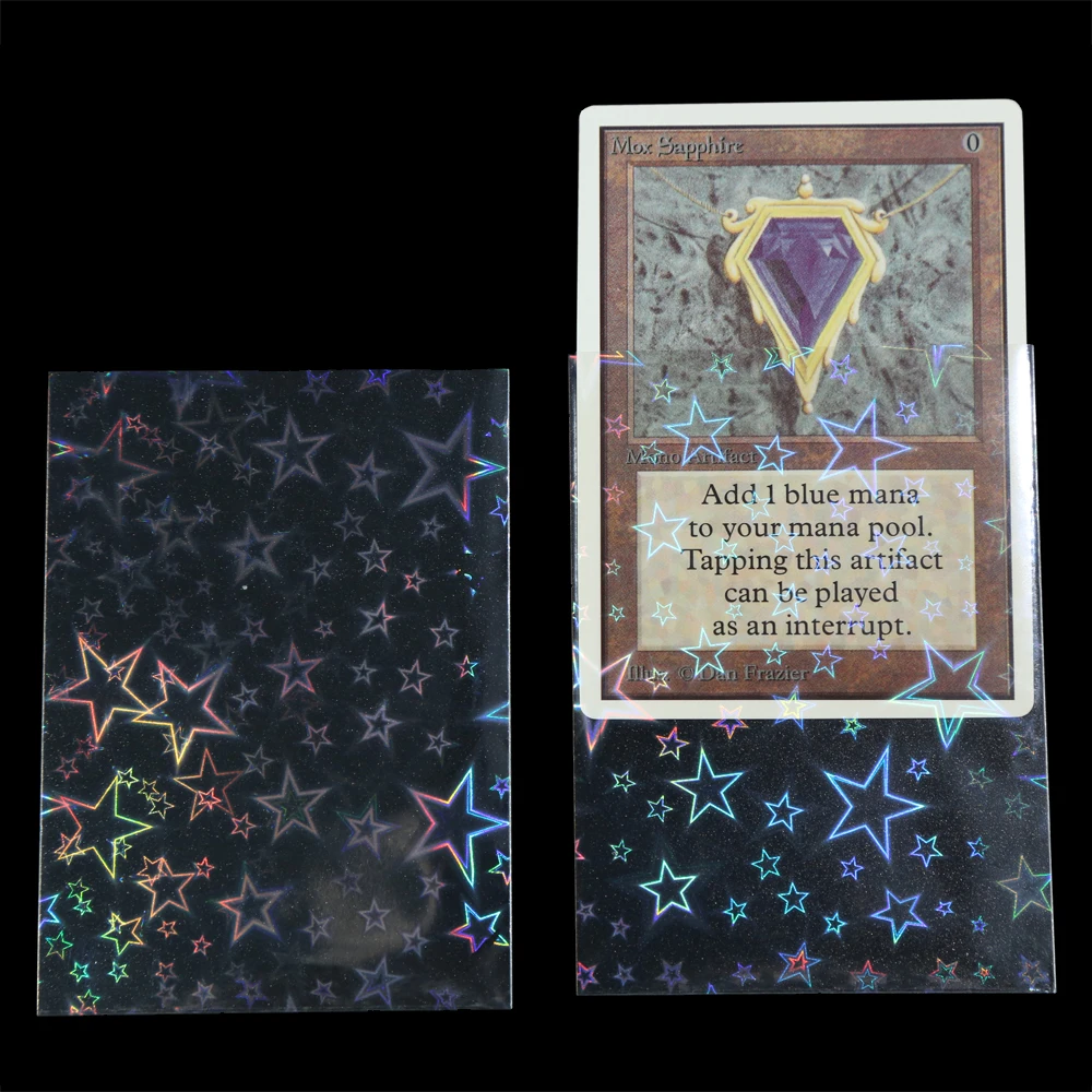 Fundas de papel de aluminio de estrellas grandes para cartas, Protector de fotos transparente con láser mágico YGO, Protector de tarjetas