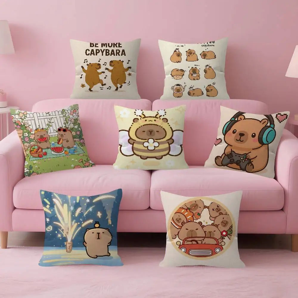 Anime C-Capybara Cartoon Niedlicher Kissenbezug Kissenhülle Wohnzimmer Sofa Heimdekoration Individuell Anpassbar