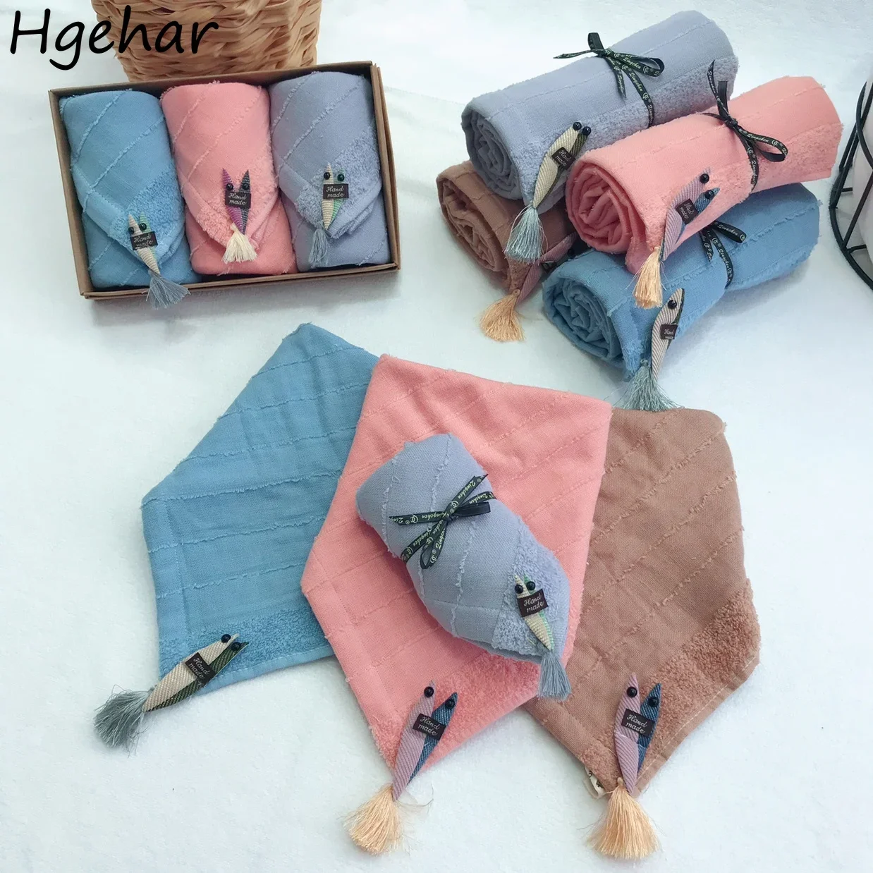 Towels for Children Durable Body Cleaning Face-towel High Water Absorption Skin-friendly Designed Tassel Various Colors Simple