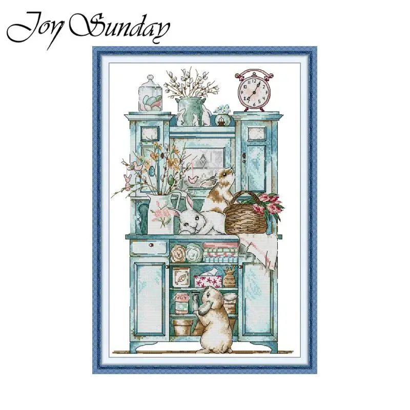 

Набор для вышивания крестиком 16/14/11CT: Кролик в шкафу, с напечатанным рисунком на канве, простая вышивка, набор для рукоделия, подарок для начинающих, Joy Sunday