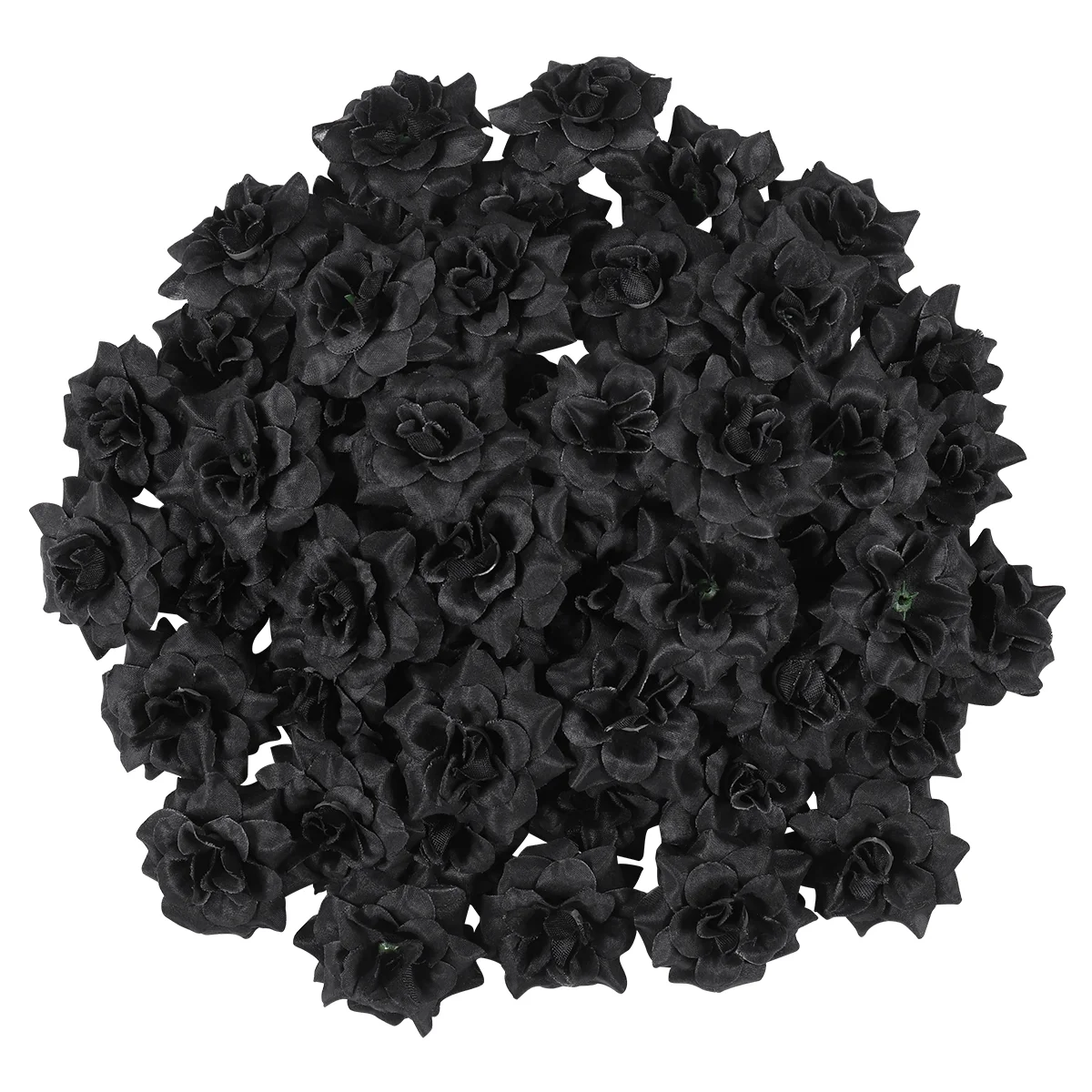 LUOEM 50 pezzi di teste di fiori di rosa di seta di simulazione per abbigliamento di album di cappelli (nero) fiore di rosa per matrimonio