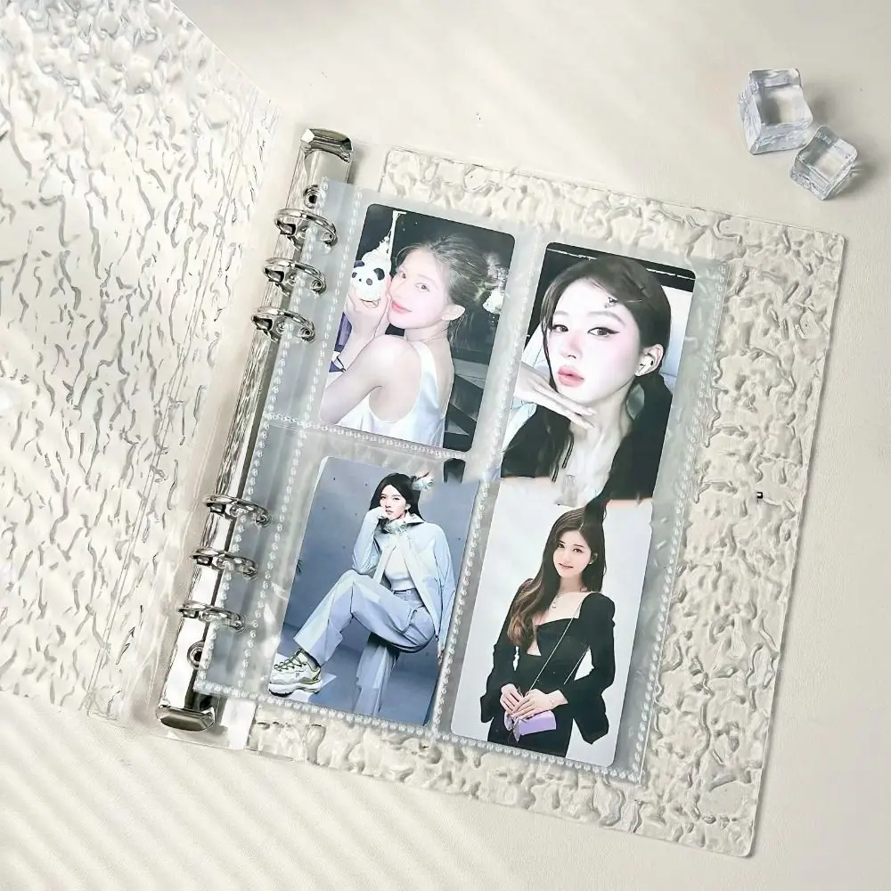 Water Ripple Transparent Desktop Photo Album Loose-leaf 3-holes Idol Photo Album 3inch 1/4 Grids DIY Detachable Photo Album
