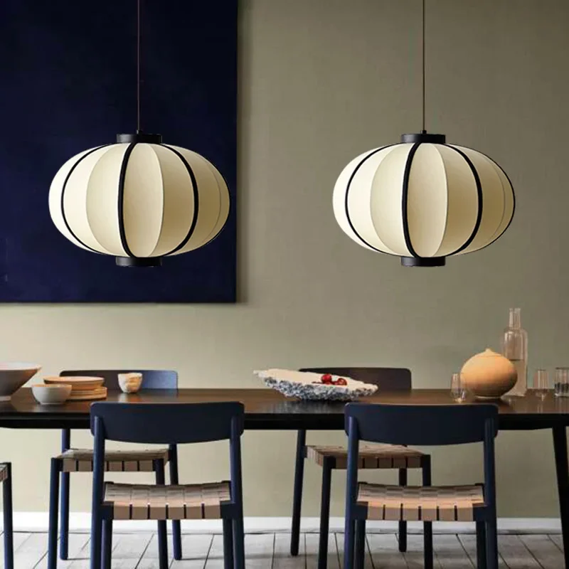 New Nordic Style Fabric Cloths Black Or White Pendant Light E27 Simple And Popular Kitchen Living Room Dinning Room Hanging Lamp
