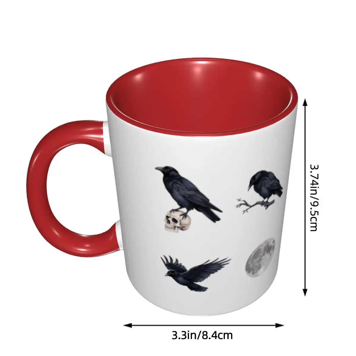 Trendy Black Raven Crow ,skull And Moon Pack Mug Funny Ceramic Coffee Cups Tea Mugs Milk Cup Drinkware Gift Friends DIY Custom
