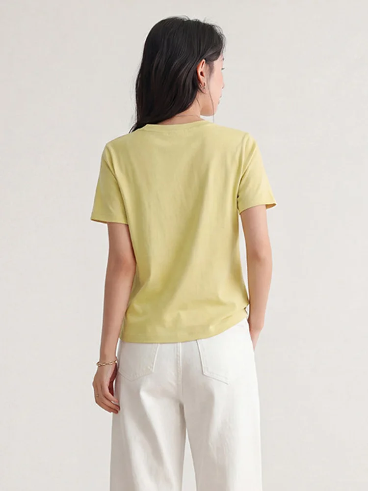 New Women Summer Asymmetric Daily T-shirt Fashion Solid Color O-Neck Short Sleeve Folds Split Slim Waist T-shirt Casual Tees