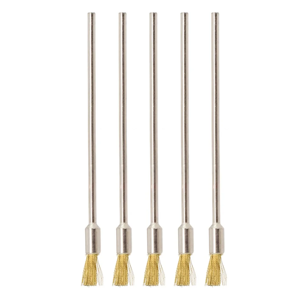 5pcs Wire Brushes Brass Stainless Steel 3mm Shank Extended Brush For Dremel Drill Polishing Grinding Wheel Cleaning Brush