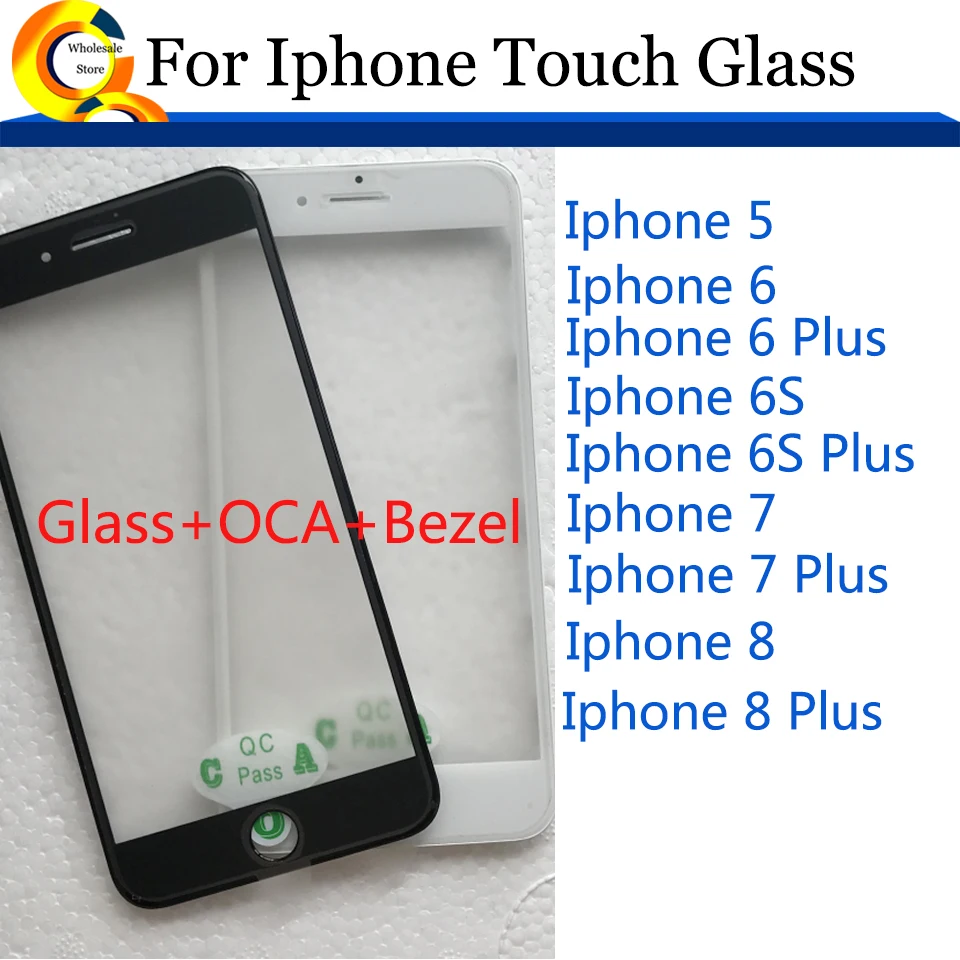 10Pcs\Lot For iPhone 6 6s 5 7 8 Plus  Touch Screen Front Outer Glass With Laminated OCA Replacement