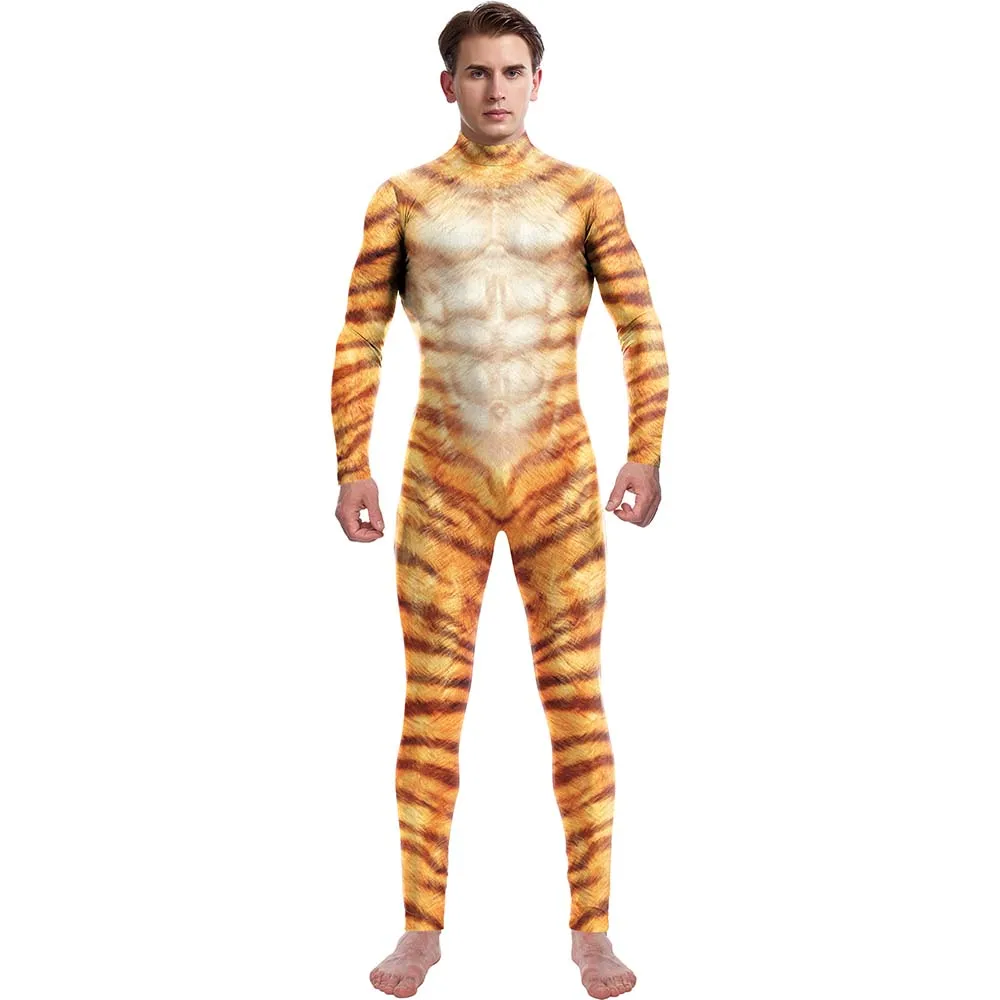 Pet Cosplay Costume Snake Leopard Deer Fox Tiger Print Zentai Bodysuit Halloween Party Jumpsuits Performance Show Outfit Unisex