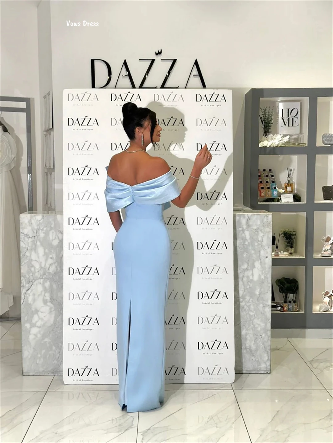 Vows Off-shoulder Wedding Evening Dress Woman Robes De Cocktail Dresses Bow Custom Made Prom Dresses Luxury Back-length Party