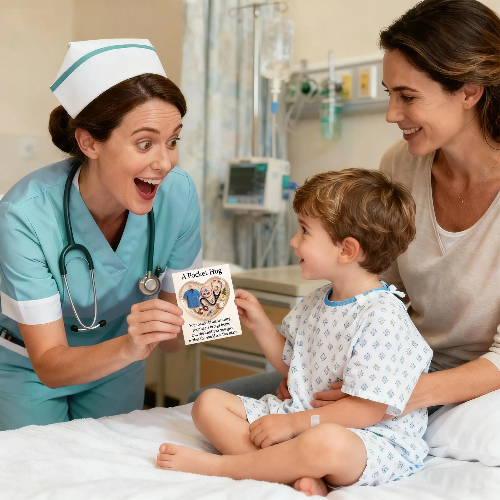 Nurse Hug Card 2D Acrylic Motivational Keepsake Small Encouragement Card For Nursing Students Healthcare Persons Hospital Staff
