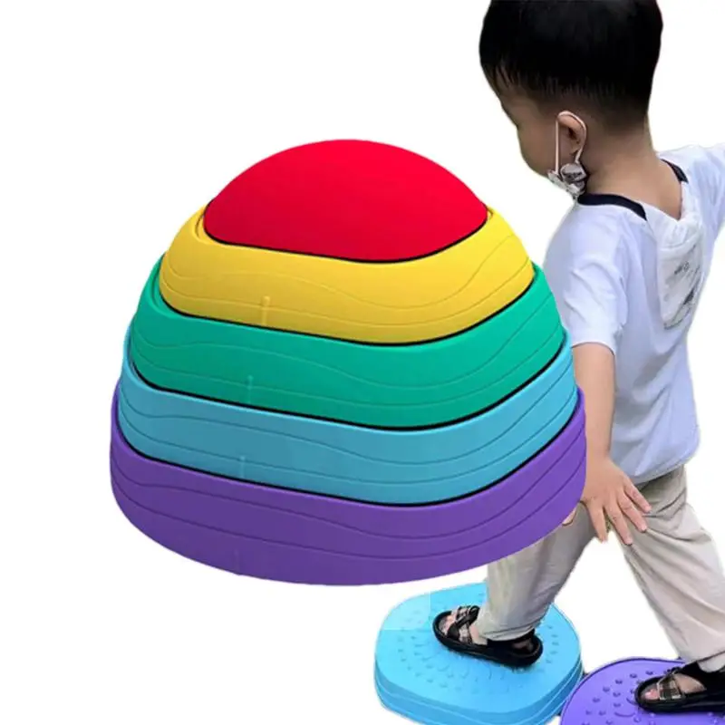 

Stackable Stepping Stones Obstacle Course For Kids Anti-slip Texture Balance Stones Stackable Colored Stones Sensory Play Toy