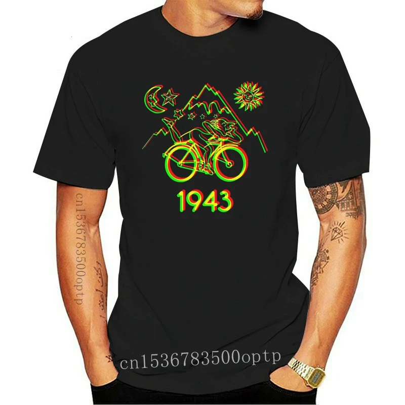 New Bicycle Day 1943 LSD Acid Hofmann Trip t-shirt Funny Black Cotton Tee Gift Men