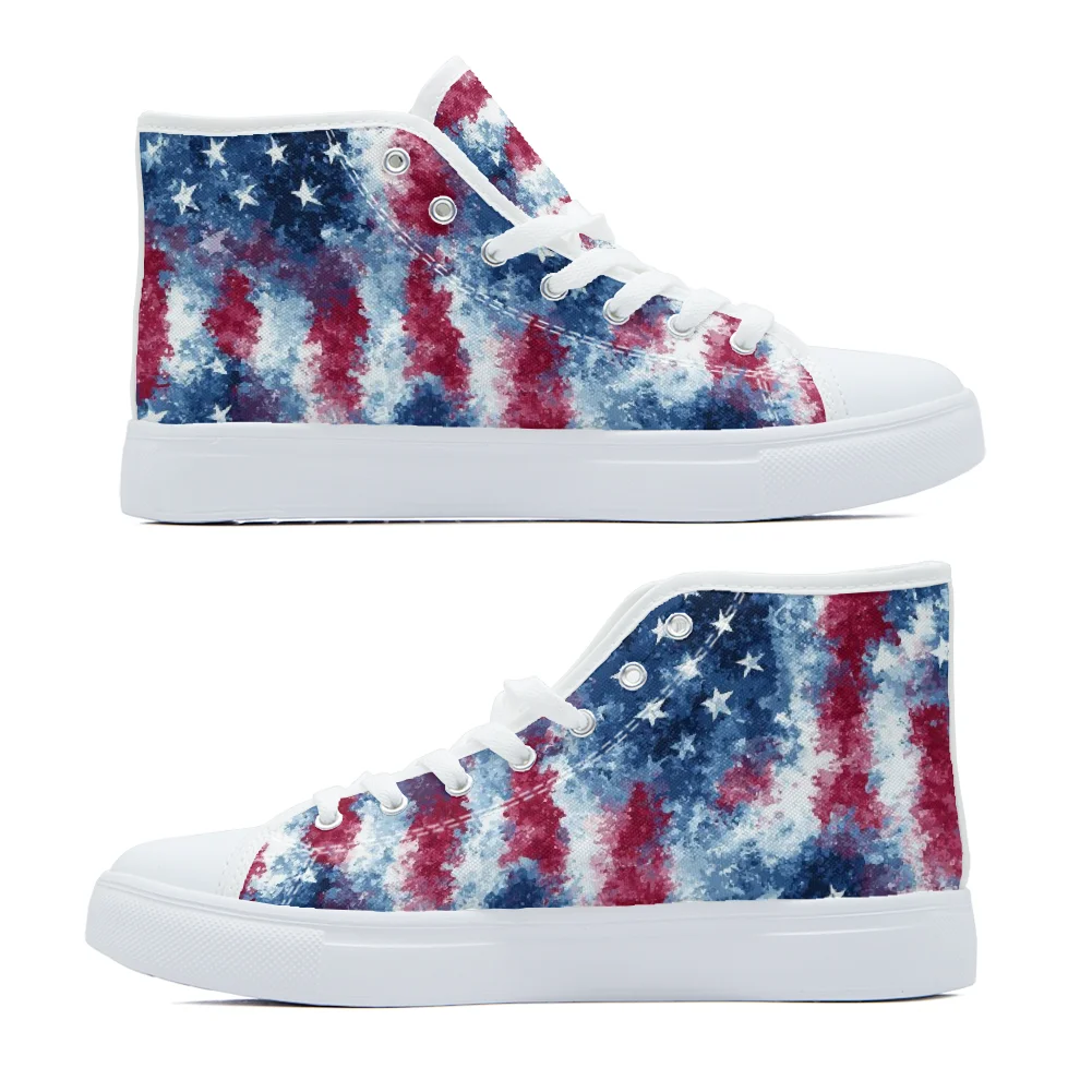 

America flag painting high-top canvas shoes casual fashion shoes campus sneakers for man and women