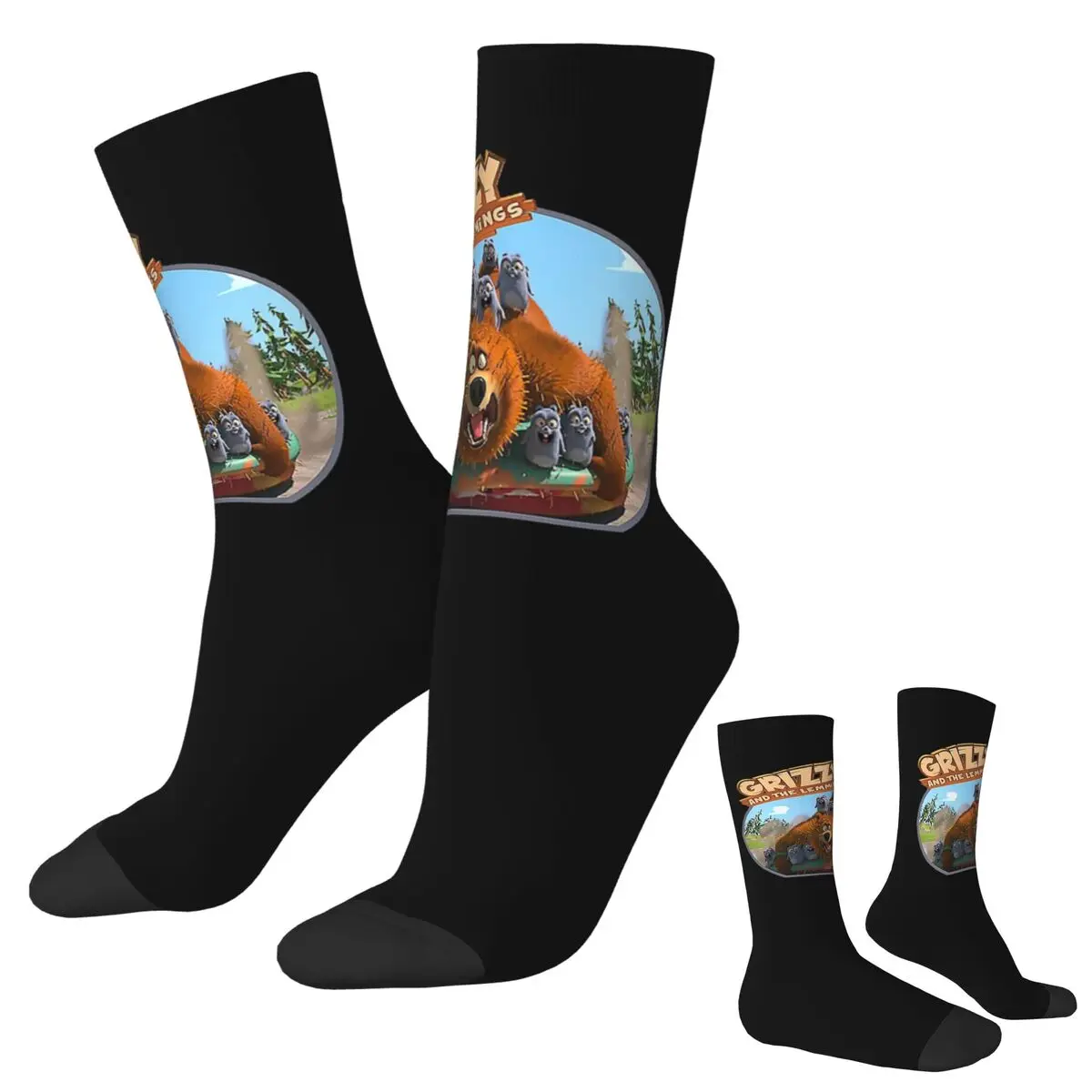 Grizzy und Lemmings Socken, Harajuku, hochwertige Strümpfe, ganzjährig lange Socken, Zubehör für das Geburtstagsgeschenk von Mann und Frau