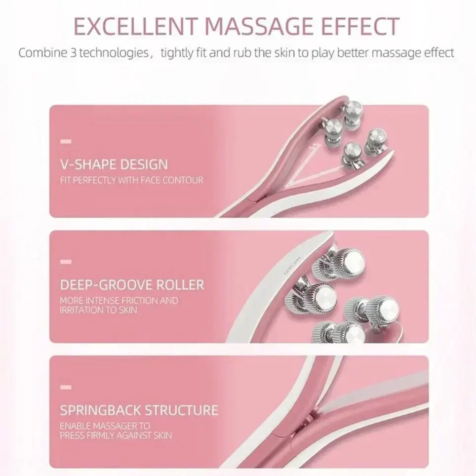 V Face Lift Massager LED Facial Lift Up Machine Microcurrent Cellulite Double Chin Remover Face Massage Roller Skin Tightening