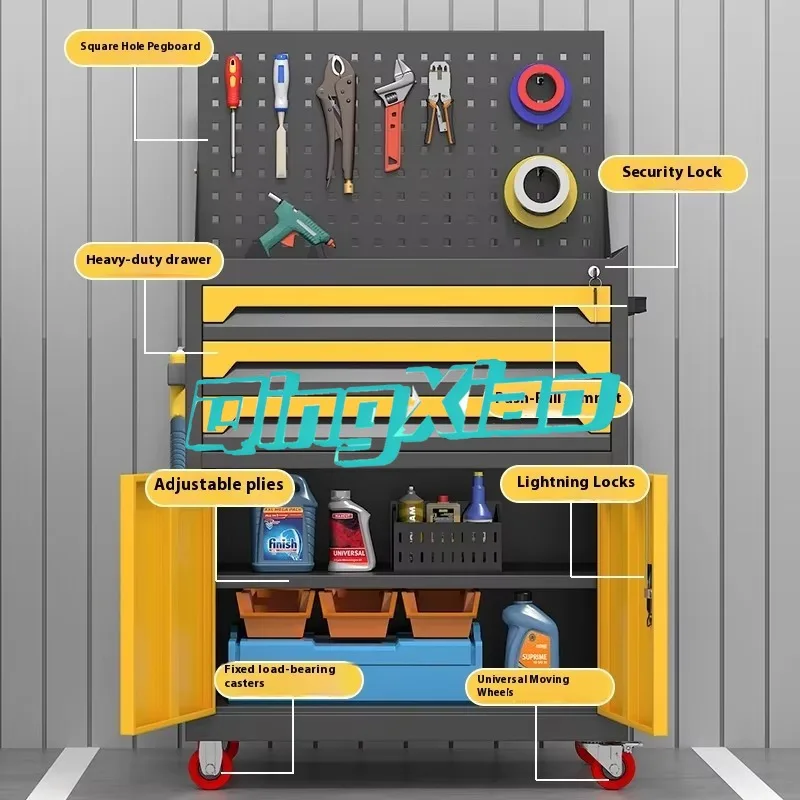 Industrial Style Hardware Tool Cart Heavy Duty 3 Drawers Steel Tool Cabinet For Workshop Garage Mechanic Daily Tools Arrangement