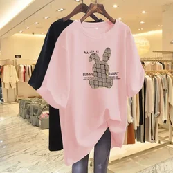 Women Clothing All Cotton Printed T-shirt Summer Short Sleeve Basic Tees Female Casual Simple Fashion Pullovers