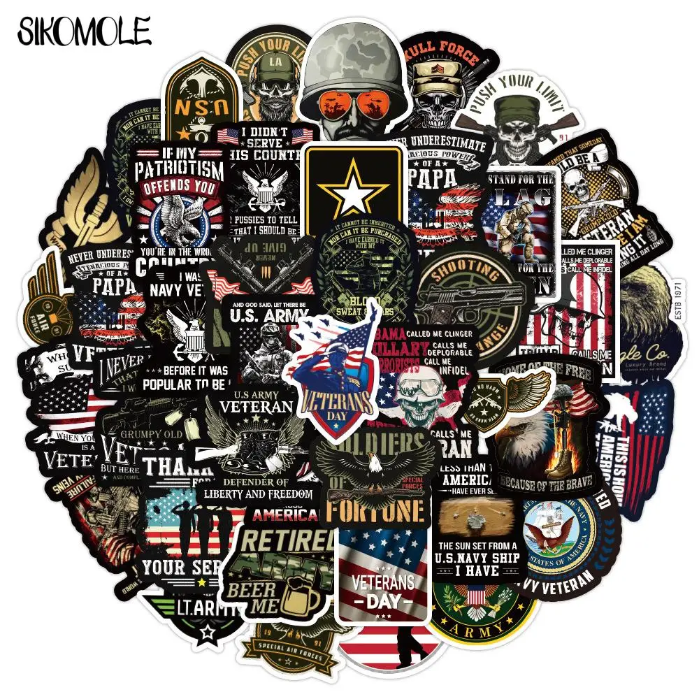 10/30/50PCS Commemorative Veteran America Retro Stickers For Laptop Car Pad Luggage Phone Bicycle Waterproof Graffiti Sticker F5