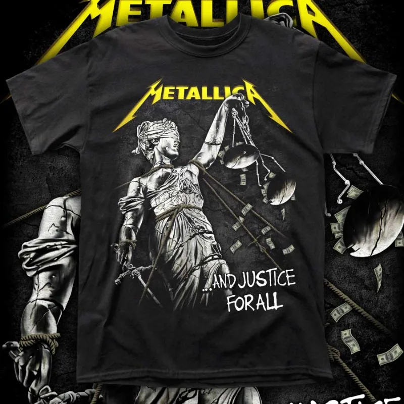 تي شيرت Metallica Band's "... and Justice for All" للرجال والنساء، الرياضة، الترفيه، الموضة، الكبار العصري