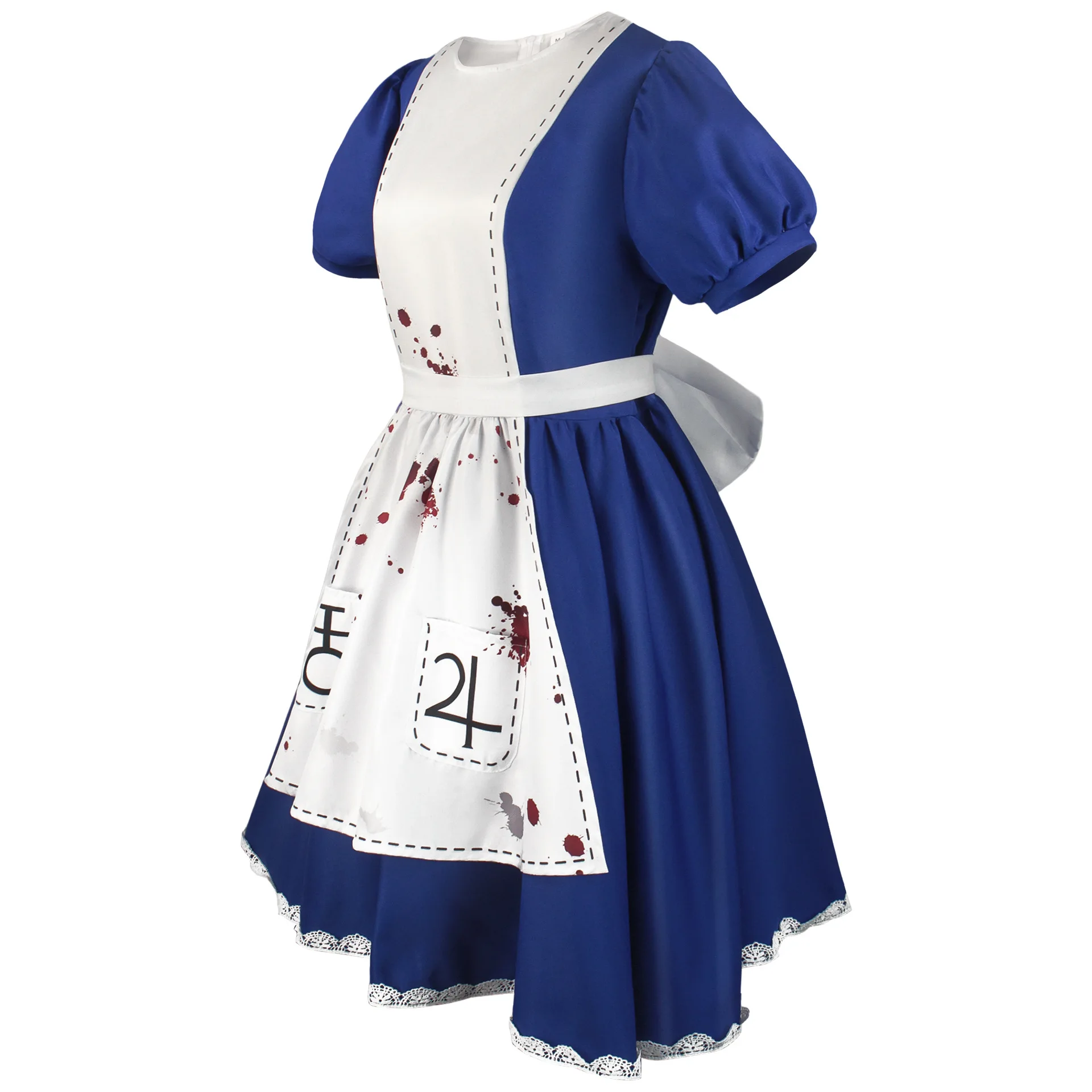 4 Stück Spiel Alice Cosplay Kostüm Alice Dienst mädchen Kleid und Socken Uniform Erwachsene Frauen Männer Halloween Karneval Party Kleidung Krankens ch wester Kleid