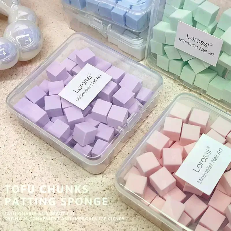 50 unidades de mini esponjas quadradas para unhas, aplicadores de pó, ferramentas para arte em unhas, esmalte em gel, maquiagem, bloco polidor de unha