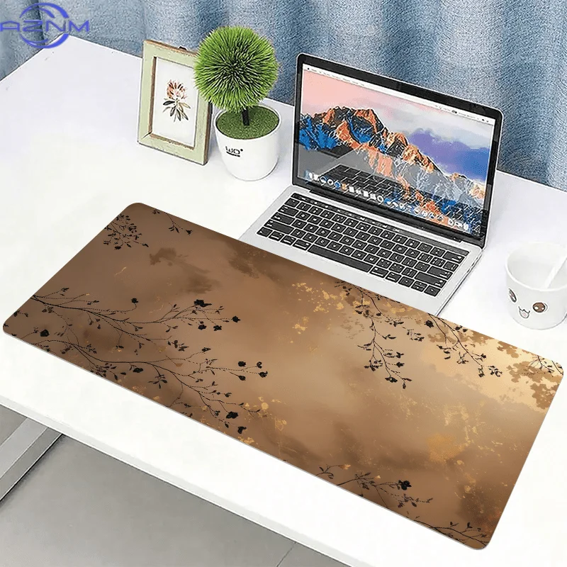1pc Black Branches Design Mouse Pad |  cm, Non Slip Extended Table Mat, Golden Foil Pattern, Desk Mat for Office Home Decor, Sof