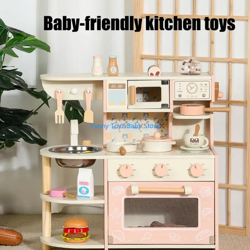 Juego cocina realista para niños 3 años en adelante, materiales madera seguros para inspirar aventuras culinarias C90B